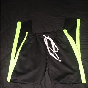Black Joggers with Neon Green Stripes
